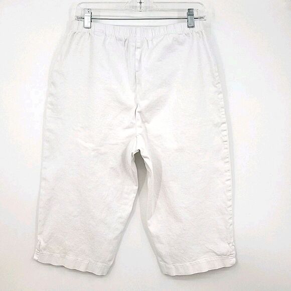 Denim & Co Womens Capri Shorts Size Medium White Pull On Elastic Front Pockets - Picture 2 of 6